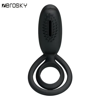 Jucarii sexuale Stimularea Clitorisului Dual Inel pentru Penis Vibrator din Silicon de Jucării Sexuale pentru Bărbații cu Penisul Maneca Adult Plăcere Jucării Zerosky