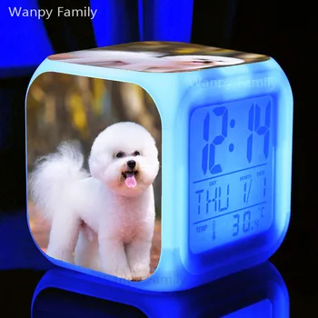 Câine de Companie drăguț Ceas desteptator 7 Culori Stralucitoare LED-uri Digitale Ceas Deșteptător Copii Cadou de Ziua Multifuncțional Luminos Ceasuri Ceas