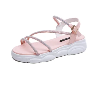 Femei sandale 2019 moda vara gură de pește catarama cu pantofi doamnelor sandale plate Feminina casual, cu o grosime de pană pantofi 4cm