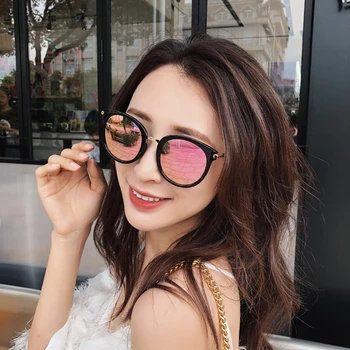2021 Noua Moda din Plastic Rotund ochelari de Soare pentru Femei Brand Design Ochi de Pisica Reflectorizante Lenes Ochelari de Soare Pentru Femei Oculos UV400