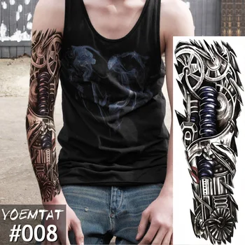 Nou 1 Bucata Tatuaj Temporar Sticker Craniu ceas Plin de Flori Tatuaj cu Brațul Body Art, Mare, Mare Autocolant Tatuaj Fals