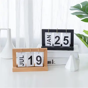 1 buc Perpetual Calendar de Birou din Lemn de Flip-Chart Biroul de Acasă Calendar Calendar de zi cu Zi de Birou Calendar de Masă 2021