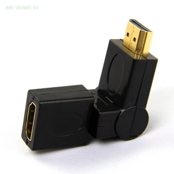 Universal HDMI 1.4 Unghi Tip HDMI de sex Masculin La Feminin 90 180 360 De Grade Rotative Adaptor Placat cu Aur Conectori Negru 300pcs