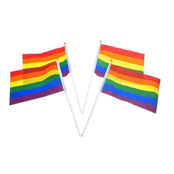 Curcubeu Gay Pride Băț de Steag 21*14CM Mini Portabil Fluturând Mâner Steagul Acasă Festivalul de Partid Decor LX7089