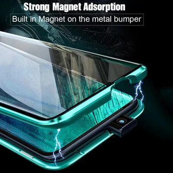 360 Magnetic Complet Telefon Caz Pentru Oneplus 7 Pro Cadru Metalic Din Aluminiu Capacul Barei De Protecție Față-Verso De Sticla Caz Pentru Oneplus 7 Pro 1+7