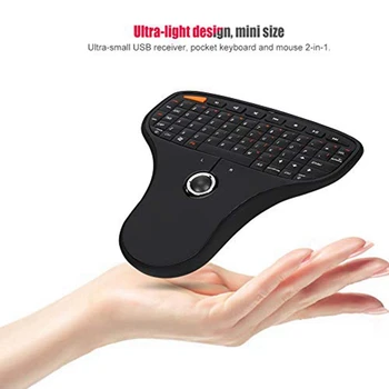 Wireless Multimedia Tastatura cu Trackball-ul Mouse USB Mini Tastatura cu Built-in Receptor Raza de 10M pentru Smart TV, Negru