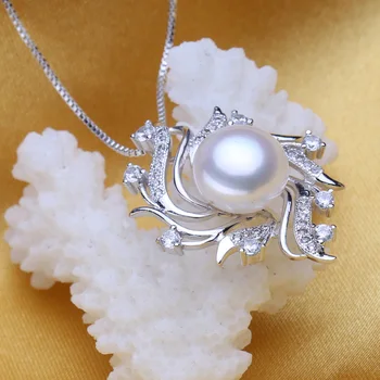 MINTHA Frunze Pandantiv,Draguta, Alb-Roz Colier de Perle de femei,coliere & pandantive lanț colier bijuterii fine cu cutie de cadou
