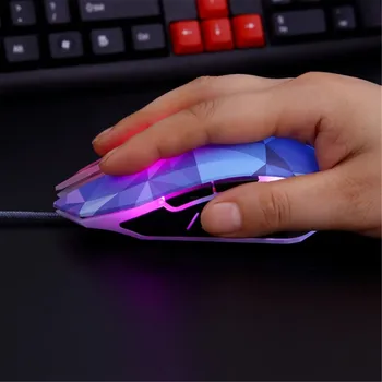 Gamer Laptop Mouse 6 Butoane 3200dpi Soareci Reglabil cu Fir LED de Calculator PC prin Cablu USB Silent Mouse de Gaming