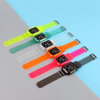 Full Clar Transparent Curea de Ceas pentru Apple Watch 5 4 3 2 1 Sport Stil de Design dintr-O Bucata Smartwatch Trupa 38/40/42/44mm