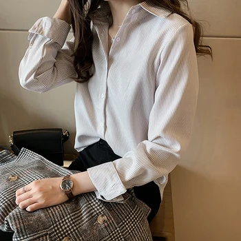 Femei Bluza de Moda Turndown Guler Maneca Lunga Doamna de Moda Bluze de Toamna OL Tricou Haine coreene Roupas Femininas