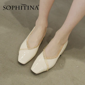 SOPHITINA Moda Dulce Femeile Apartamente Dantele Aplicatii de Înaltă Calitate Deget de la picior Pătrat Confortabil Pantofi de Partid Manual Doamnelor Apartamente PO527
