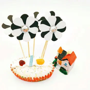 6pcs/set Floare alb-Negru, respectiv Nunta, Petrecere de Aniversare Tort Cadou Card Inserat cu Scobitoarea Tort de Decorare pentru cupcake