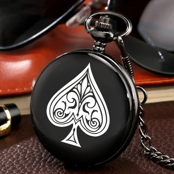 Accepta Personalizate Culoare de Poker Card de Cuarț Ceas de Buzunar Negru Neted Fob Ceasuri Lanț Ceas pentru Barbati Femei Copii Dropshipping