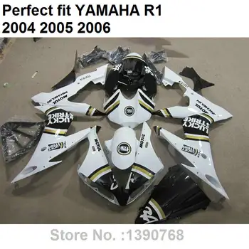 Caroserie kit pentru YAMAHA YZF R1 04 05 06 alb negru piese de motociclete carenajele set YZFR1 2004 2005 2006 PQ10