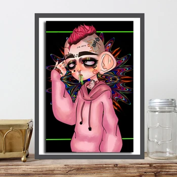 Lil Peep Plânge Copilul Poster Haine Roz benzi Desenate, Picturi pe Panza de Artă Modernă Decorative de Perete de Poze Decor Acasă
