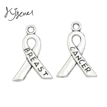 KJjewel Breast Cancer Ribbon Farmec se potrivesc Pandantiv Brățară Colier Placate cu Argint Antic Bijuterii DIY Accesorii pentru fabricarea 23*16mm