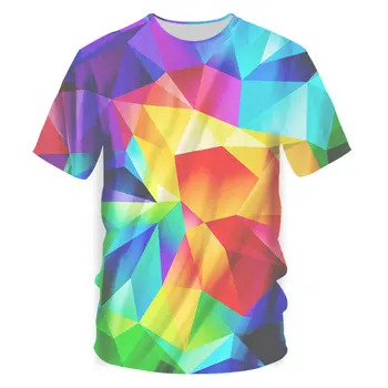 Colorate de Vara Tricou Unisex Tricou de Imprimare 3D Colorate geometrie Moda T-Shirt Grafic Fantezie Barbati cu Maneci Scurte Tee Topuri