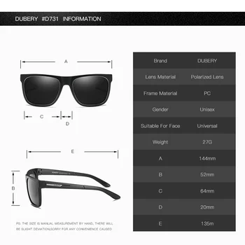 DUBERY Design de Brand Polarizat ochelari de Soare Barbati Driver Nuante de sex Masculin Ochelari de Soare pentru Barbati Vara Oglindă Pătrată Oculos UV400 cu Cutie