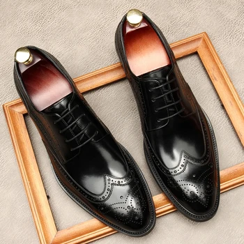 Moda a Subliniat Toe Dantele Om Wingtip Pantofi Pantofi din Piele Rochie Formale Oxfords de Epocă pentru Bărbați Petrecerea de nunta Apartamente MDE133