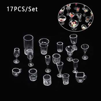 17PCS/Set Mini Miniatură Bea Cupa de inghetata ustensile de Bucătărie Model Copii Transparent de Plastic, Jucării DIY Accesorii