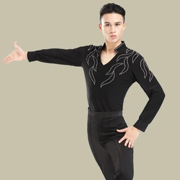 2019 Fantasia Dans latino Topuri Bărbați Yoga Sala de Dans Tango Purta Standard Topuri pentru Bărbați Îmbrăcăminte de Dans Profesionist