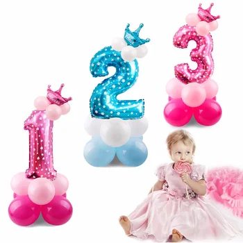 Albastru Roz Număr de Baloane Happy Birthday Balon 1st Birthday Party Decor Copii, Băiat, Fată de Partid Ballon Numărul