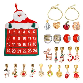 Crăciun Calendare Advent Calendar Numărătoarea Inversă Cu Moda Brățară 24 De Zile Diy Farmece Set Pentru Copii (Multicolor)