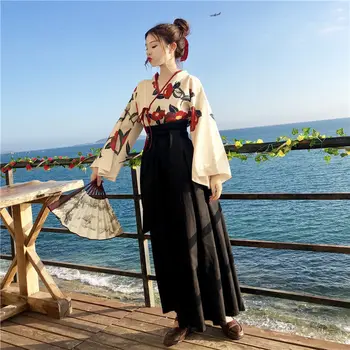 Fata Stil Japonez Imprimare Florale Rochie De Epocă Femeie Oriental Camellia Dragoste Costum Haori Yukata Asiatice Haine