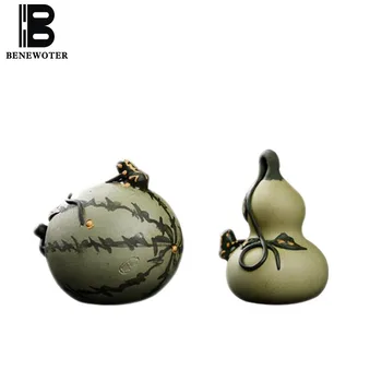 ( Poate Pulveriza Apa ) Ceramica De Yixing Pepene Verde Tărtăcuță Figurina Meserii Kung Fu Ceai Set De Ceai De Companie Bonsai Suculente Ornament Decor Acasă