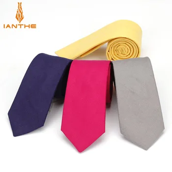 Oamenii Legături de Moda Slim Gentlman Gât Cravată Simplitatea Design Petrecere de Nunta Formale Solide Gravata de Bumbac culoare Solidă Cravate