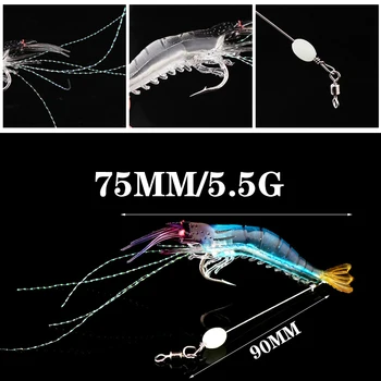 1buc Calitate Luminos Moale de Pescuit Nada 75mm 5.5 g Creveți Falși Plutitoare în Formă de Momeală Cârlig Momeli Artificiale Bionic Creveți cu Cârlig