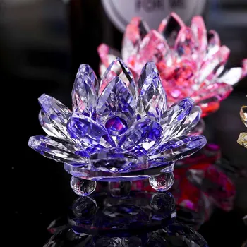 Cristal De Cuarț Floare De Lotus Meserii Sticlă Prespapier Fengshui Ornamente Figurine Acasă Petrecerea De Nunta Decor, Cadouri, Suveniruri