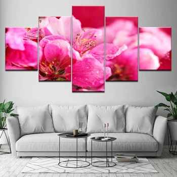 Arta de perete Panza Pictura dormitor Living Room Decor Acasă Poza 5 Panoul Romantic Pink peach blossom de Flori HD Imprimare Postere