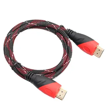 De vânzare cu amănuntul placat cu aur, cablu hdmi HD video cablu audio cablu hdmi dual-modul de culoare roșu și negru de rețea 1m