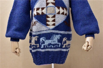 India Flok imprimare femei doamnelor mult turteneck pulover gros lână de mână tricotate pulover calduros iarna haine de moda de îmbrăcăminte