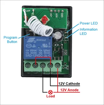 EMylo 12V Wireless RF Switch, Control de la Distanță Comutator de Lumină 433Mhz 4x1-Ch Relee Receptor Cu 2X Transmițător de Moment de Comutare