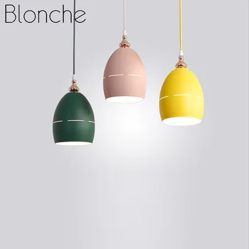 Blonche Nordic Lumini Pandantiv Fier de Artă Agățat Lampă E27 Macaron de Iluminat pentru Casa Living Dinning Room Decor de Metal corp de Iluminat