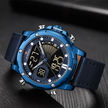 NAVIFORCE Brand de Lux Ceasuri Bărbați Ceasuri Cuarț Moda pentru Bărbați Auto Data LED Dual Display Wristwach Picătură de Transport maritim Reloj Hombre