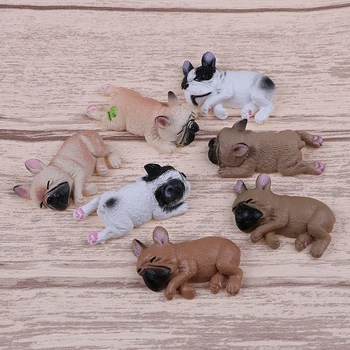 Bulldog francez Somnoros Corgis Câine Jucării Figurine Peisaj Decor Animale de Păpuși pentru Copii Cadouri PVC Model de Jucărie