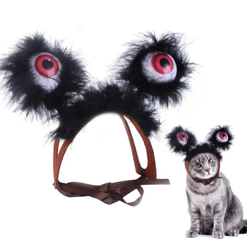 Amuzant Înfricoșător Animale De Companie Pisica Costum Luminos Ochii Pălării Peruca Pălăria În Formă De Pisică Câine De Halloween, De Crăciun, Haine, Rochie Fancy Cu Urechi