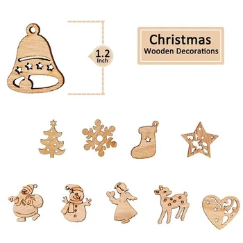 Fierbinte 50Pcs Crăciun Lemn Agățat Ornamente Chips-uri DIY Meșteșug Xmas Copac Pandantive Decor Mini din Lemn, Ornamente de Crăciun