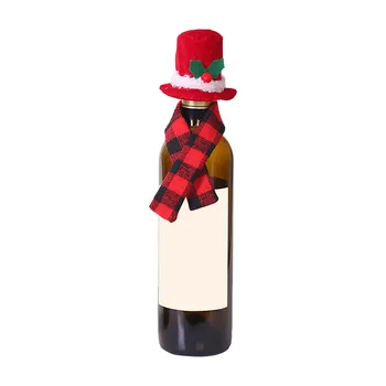 De crăciun Creative Ornament Pălărie Eșarfă Costum din Două piese Sticlă de Vin Roșu Set Decoraciones Creativas Navideñas Manga Botella #S11