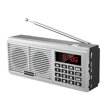 L-518 Digital Music Player MP3 Difuzor Portabil Mini Mini Scanare Automată FM SUNT MW Receptor Radio(Argint)