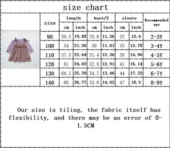 Destul de printesa de toamna cu maneci lungi arc carouri rochii pentru copii copilul copilul fete genunchi lungime rochii fete haine casual 2-9Y