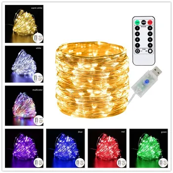 LED Lumini Șir de Sârmă de Argint Ghirlandă cu Led-uri Alimentat De USB Zână Lumină în aer liber, Vacanță, Lumini de Craciun Petrecere de Nunta de Decorare
