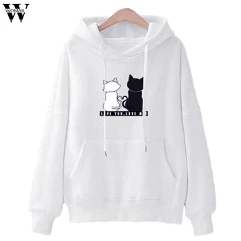 Womail Femei Tricou Femei Hoodies Tricou Casual de Iarna Doamnelor Umflat Cat Jumper Pulover Topuri Femei Tricou M-2XL