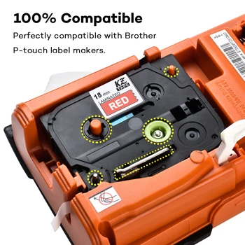Cidy 18mm Alb pe Rosu Compatibil Laminate Etichete Bandă tze-445 TZe445 tze 445 tz445 tz 445 pentru P-touch Imprimante Brother