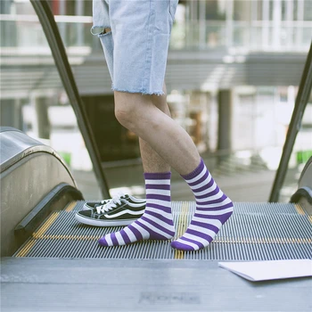 Bărbați hipster amuzant echipajul harajuku dungi colorate șosete de bumbac unisex fericit ciorapi noutate cadou șosete dropship