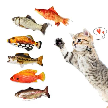 Cat Electric Pește Jucărie animal de Companie 3D Simulare de Pește Moale de Pluș Tremura Pește Jucărie de Pluș Interactiv de Dans de Joc de Pește Pisică Jucărie Moale