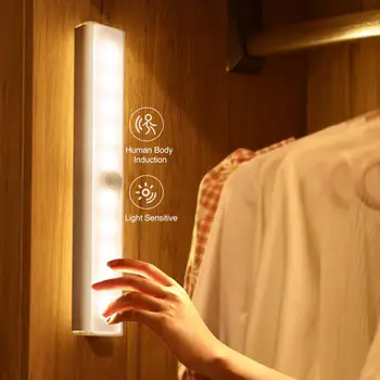 Wireless LED Lumina de Noapte Senzor de Mișcare PIR, Lampa Decor Dormitor Lumini cu Infraroșu Lămpi de Perete Scări Dulap de Bucătărie Lampă Decorativă